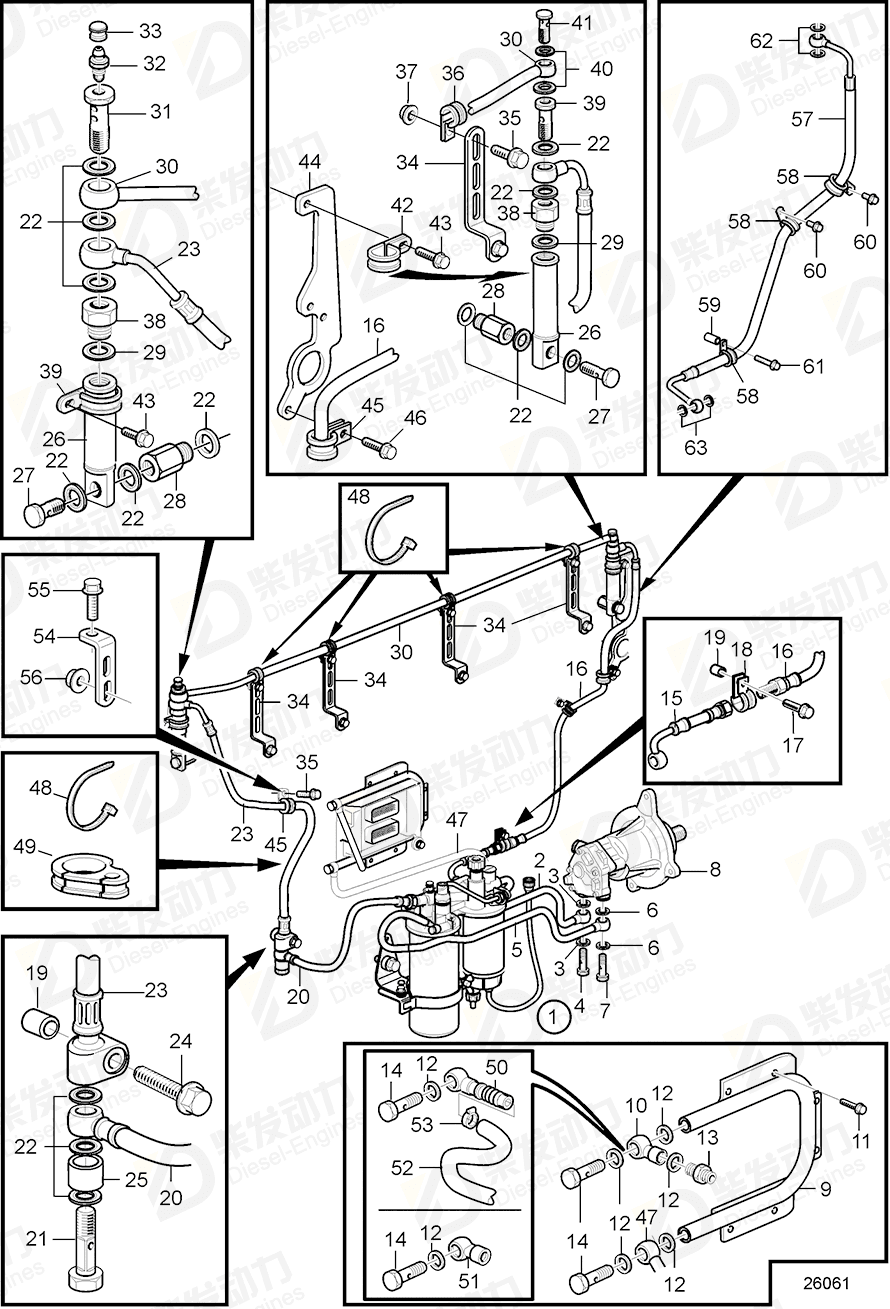 VOLVO Fuel hose 3593826 Drawing